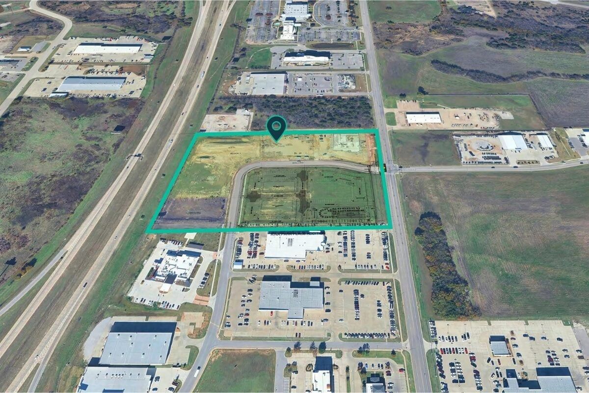 Aerial view of Legacy Square pad sites